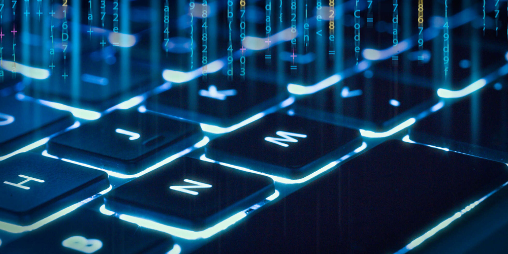 clavier bleu avec lumière