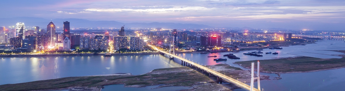 Megapole à la tombée de la nuit