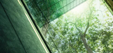 Eco-friendly building in modern city